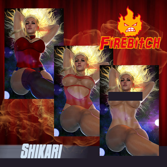 Firebitch #2, 3 book Comic Book set - Shikarii covers - Holofoil