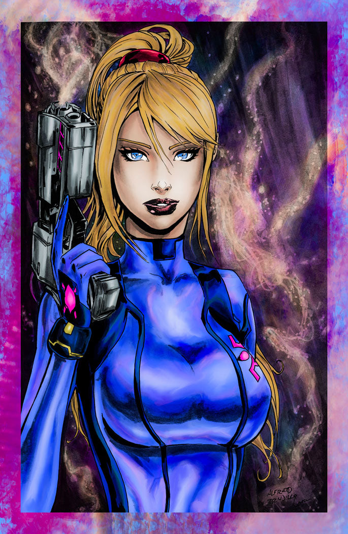 Samus - Metroid - 11x17 art print by Alfred Trujillo and Cara Nicole